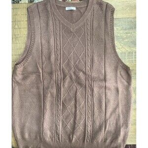 Coofandy Men's Sweater Vest Chocolate Brown XL Academia Preppy Grandpa Argyle